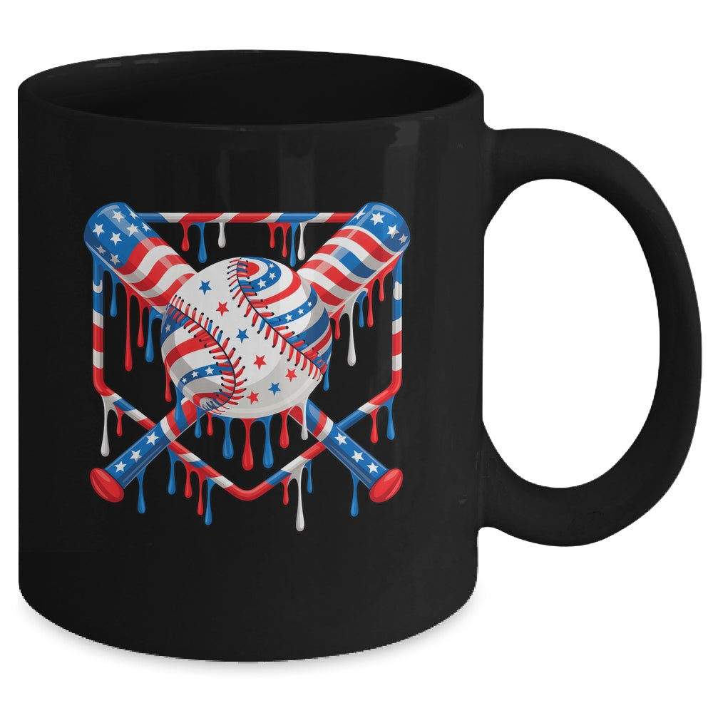 Baseball Drip American Flag Boys Girl Kids 4th Of July Mug | teecentury