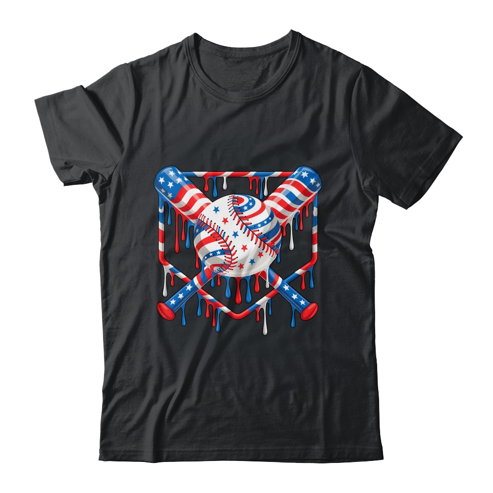 Baseball Drip American Flag Boys Girl Kids 4th Of July Shirt & Hoodie | teecentury