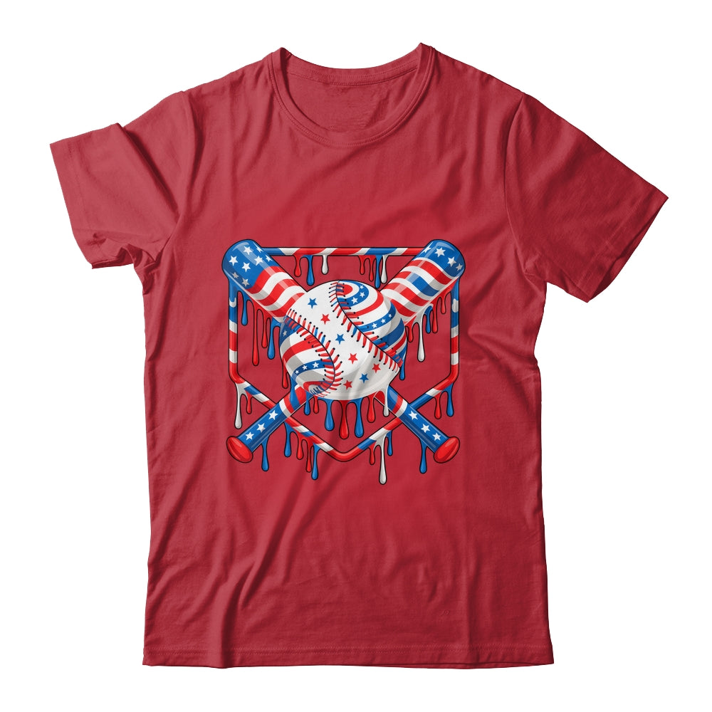 Baseball Drip American Flag Boys Girl Kids 4th Of July Shirt & Hoodie | teecentury