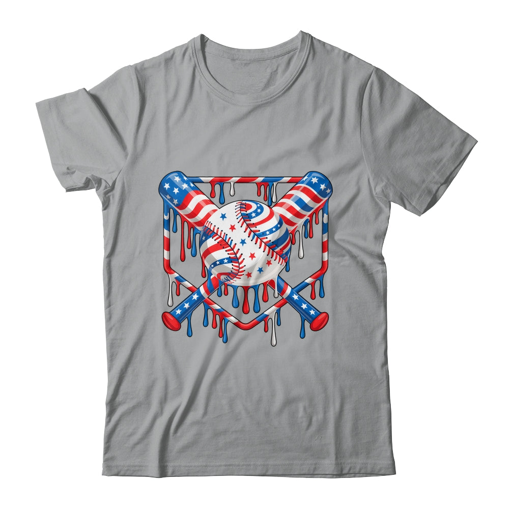 Baseball Drip American Flag Boys Girl Kids 4th Of July Shirt & Hoodie | teecentury
