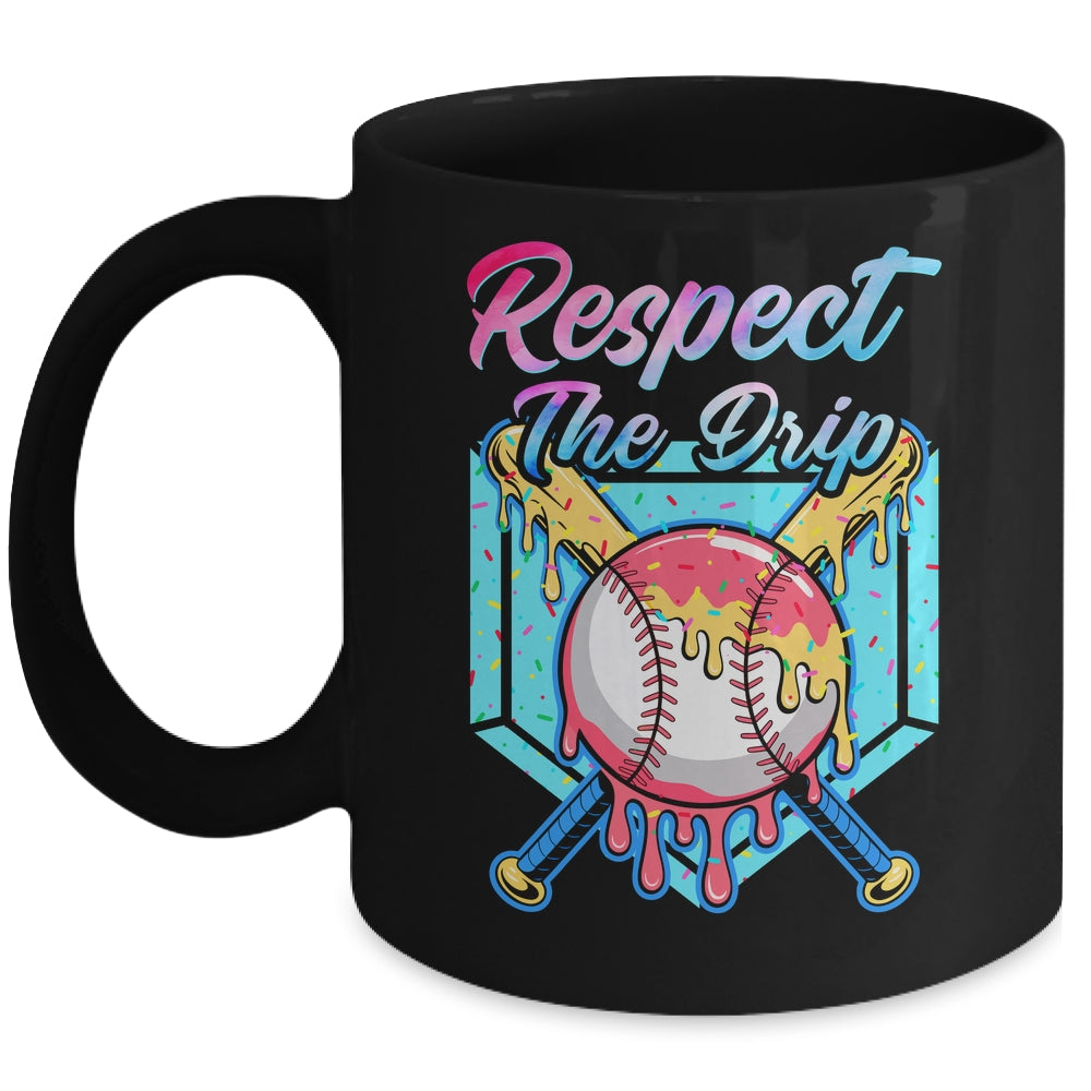 Baseball Drip Boys Home Plate Youth Sports Respect The Drip Mug | teecentury