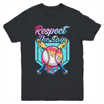 Baseball Drip Boys Home Plate Youth Sports Respect The Drip Youth Shirt | teecentury