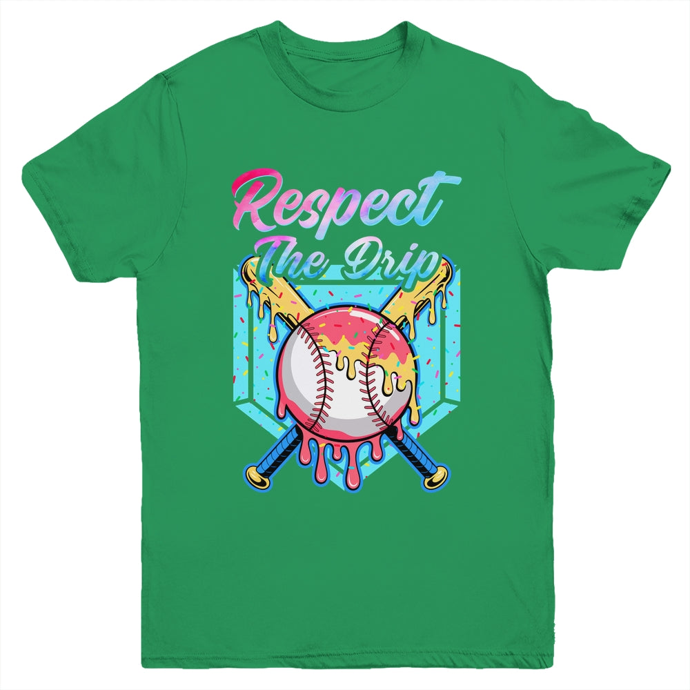 Baseball Drip Boys Home Plate Youth Sports Respect The Drip Youth Shirt | teecentury