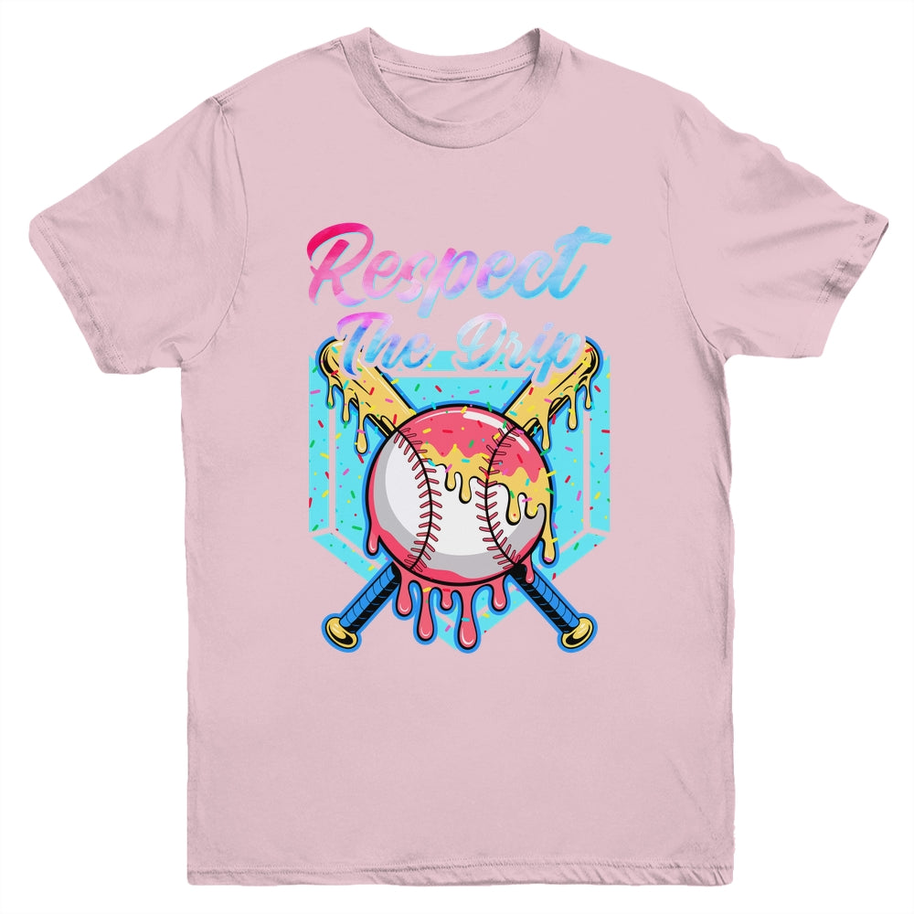 Baseball Drip Boys Home Plate Youth Sports Respect The Drip Youth Shirt | teecentury