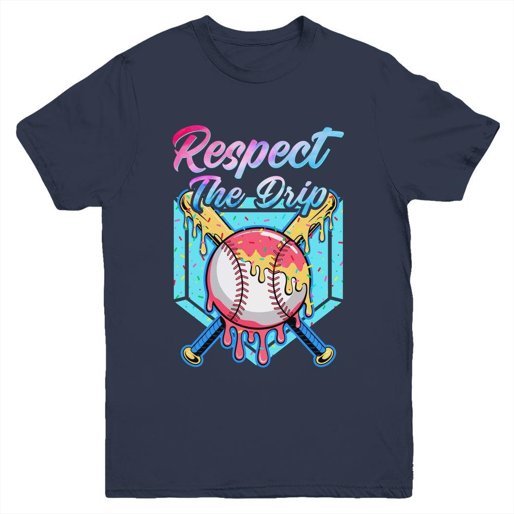 Baseball Drip Boys Home Plate Youth Sports Respect The Drip Youth Shirt | teecentury