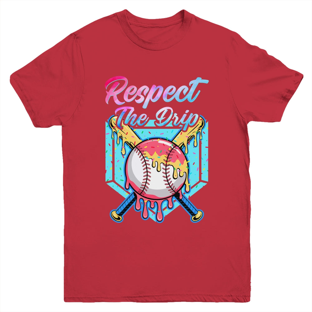 Baseball Drip Boys Home Plate Youth Sports Respect The Drip Youth Shirt | teecentury