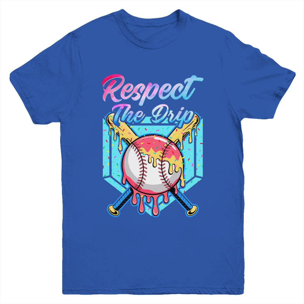 Baseball Drip Boys Home Plate Youth Sports Respect The Drip Youth Shirt | teecentury