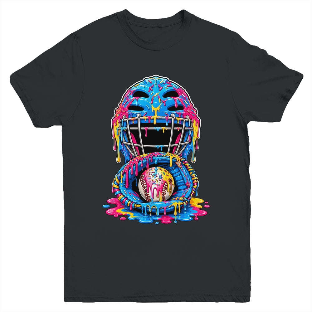 Baseball Drip Catcher Boys Ice Cream Kids Baseball Lovers Youth Shirt | teecentury