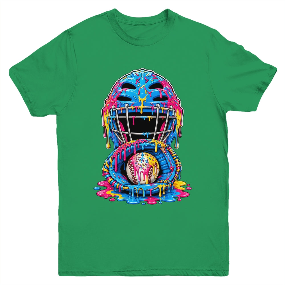 Baseball Drip Catcher Boys Ice Cream Kids Baseball Lovers Youth Shirt | teecentury