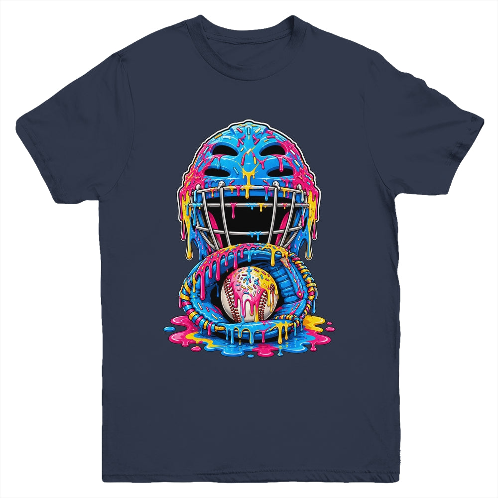 Baseball Drip Catcher Boys Ice Cream Kids Baseball Lovers Youth Shirt | teecentury