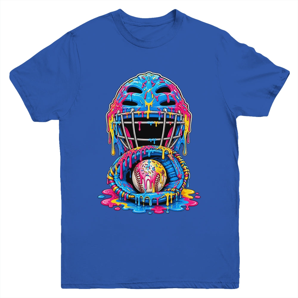 Baseball Drip Catcher Boys Ice Cream Kids Baseball Lovers Youth Shirt | teecentury