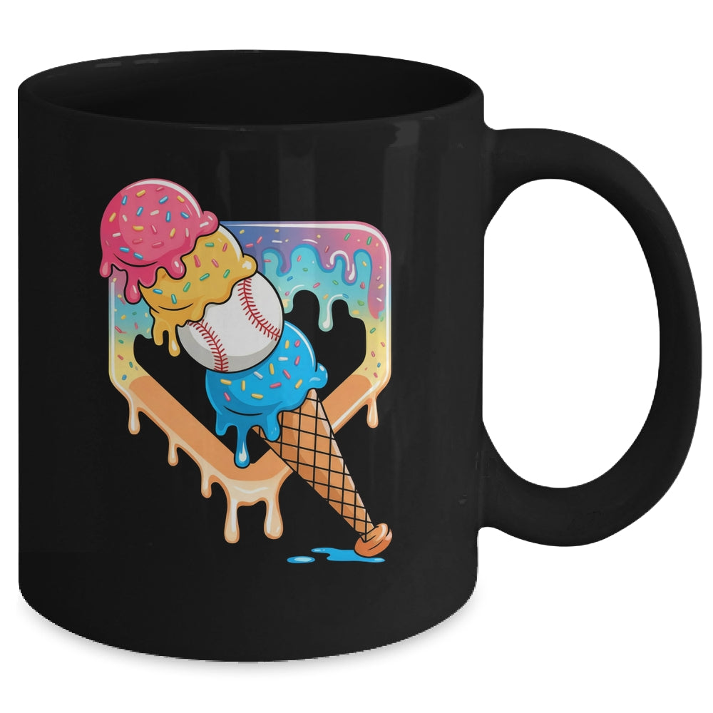 Baseball Drip For Boys Home Plate Ice Cream Drip Youth Sport Mug | teecentury