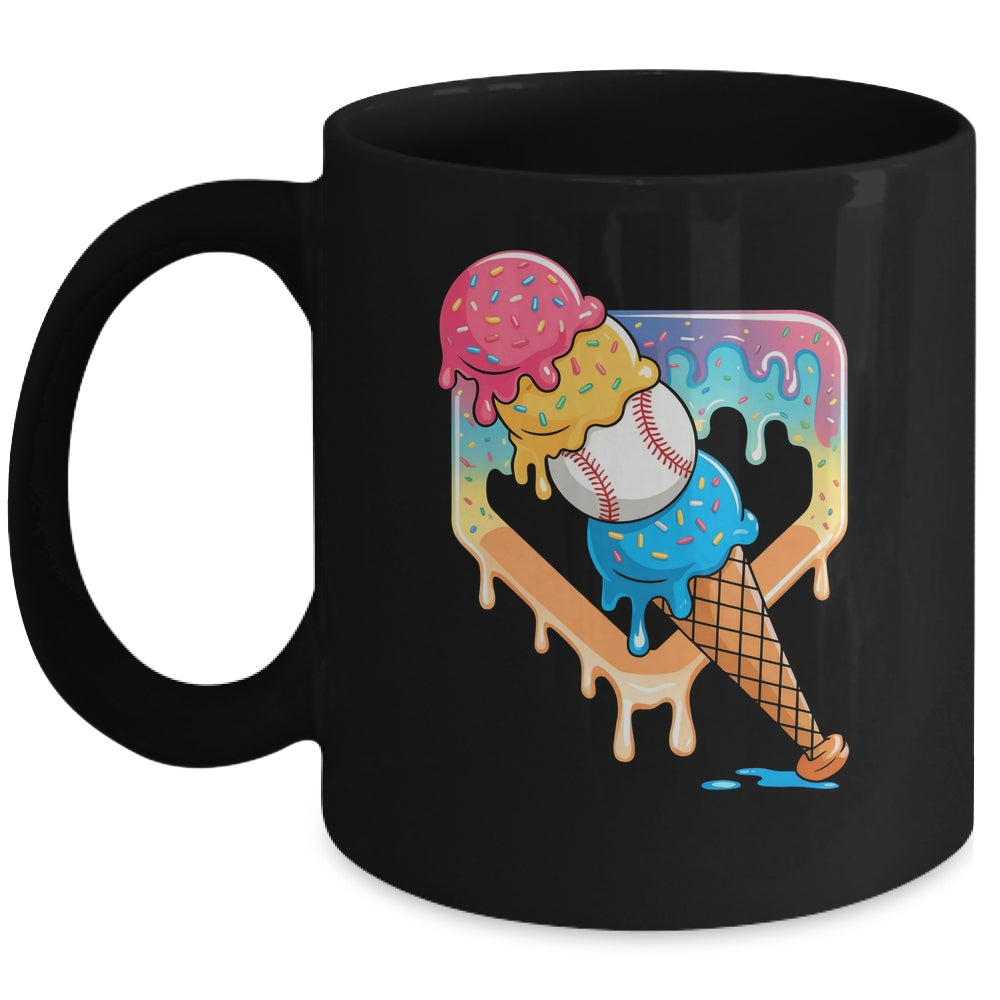 Baseball Drip For Boys Home Plate Ice Cream Drip Youth Sport Mug | teecentury