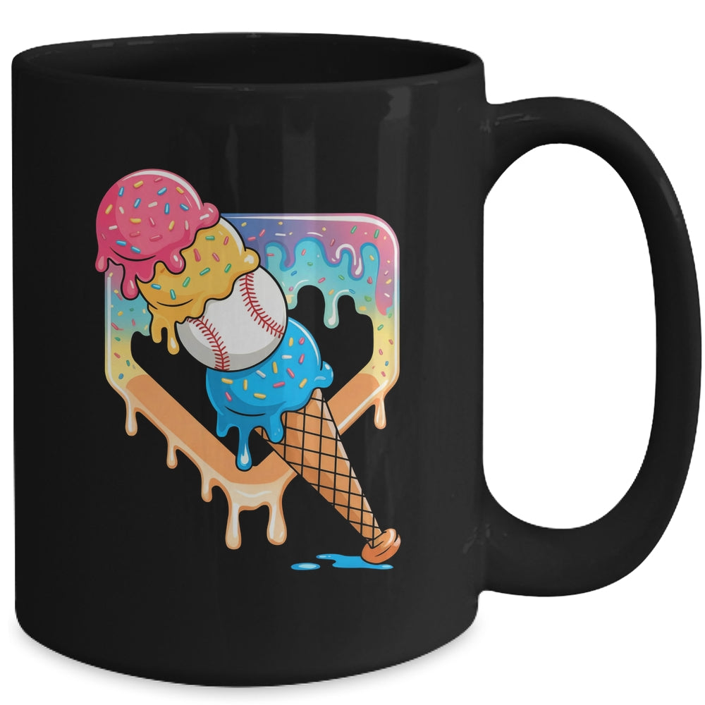 Baseball Drip For Boys Home Plate Ice Cream Drip Youth Sport Mug | teecentury