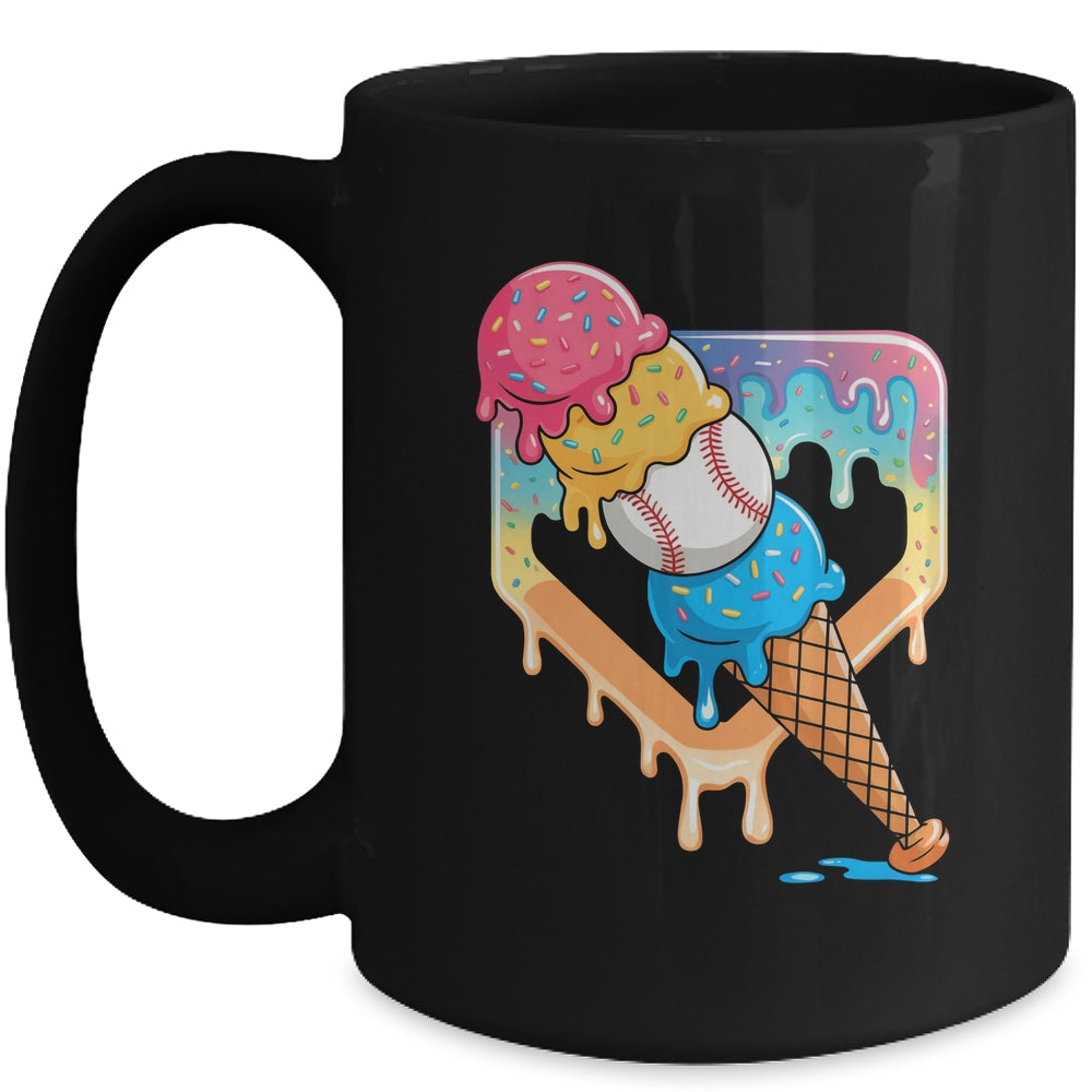 Baseball Drip For Boys Home Plate Ice Cream Drip Youth Sport Mug | teecentury