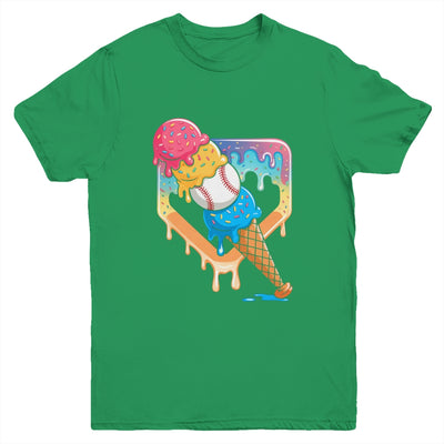 Baseball Drip For Boys Home Plate Ice Cream Drip Youth Sport Youth Shirt | teecentury