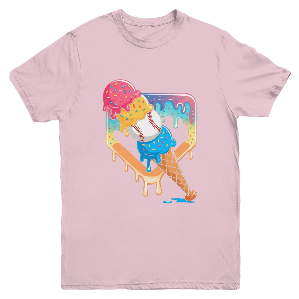 Baseball Drip For Boys Home Plate Ice Cream Drip Youth Sport Youth Shirt | teecentury