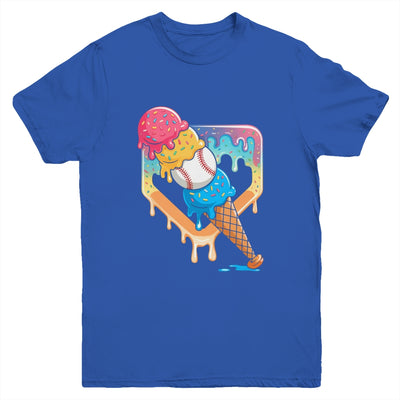 Baseball Drip For Boys Home Plate Ice Cream Drip Youth Sport Youth Shirt | teecentury