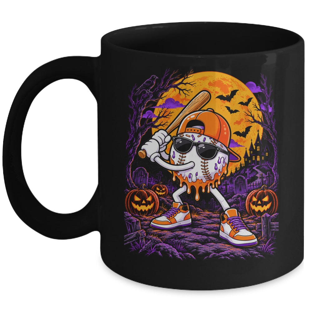 Baseball Drip For Boys Ice Cream Drip Baseball Halloween Mug | teecentury