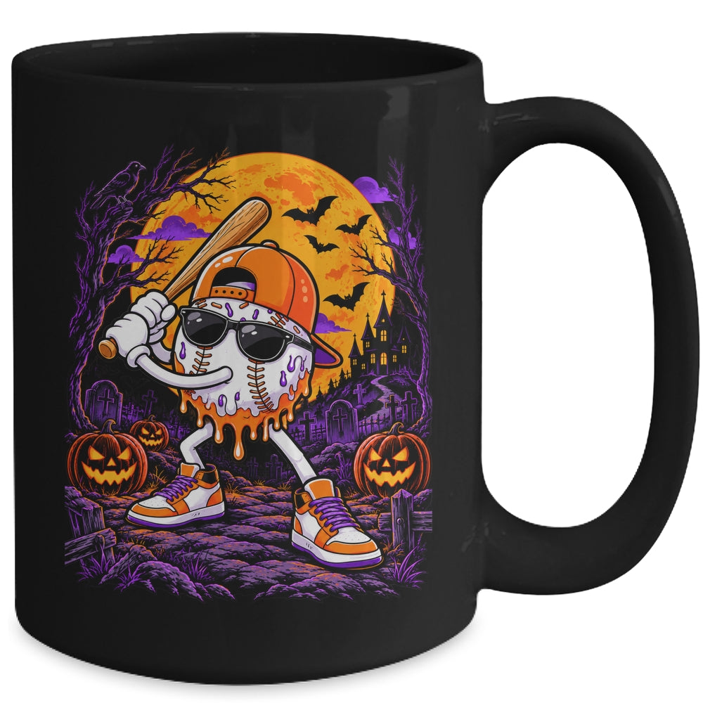 Baseball Drip For Boys Ice Cream Drip Baseball Halloween Mug | teecentury