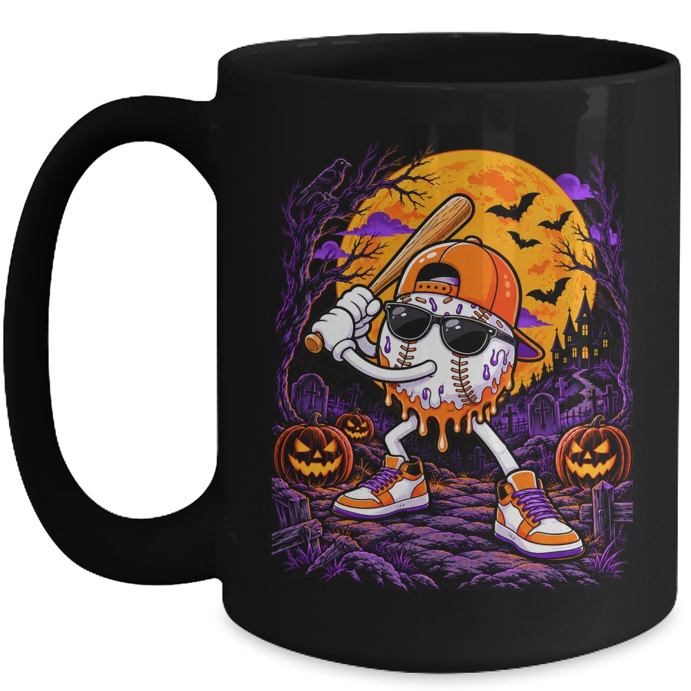 Baseball Drip For Boys Ice Cream Drip Baseball Halloween Mug | teecentury