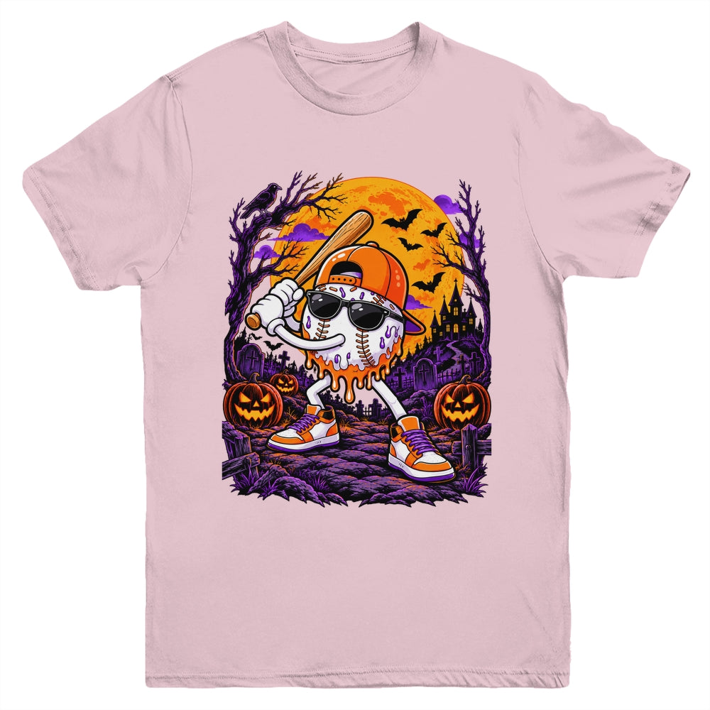 Baseball Drip For Boys Ice Cream Drip Baseball Halloween Youth Shirt | teecentury