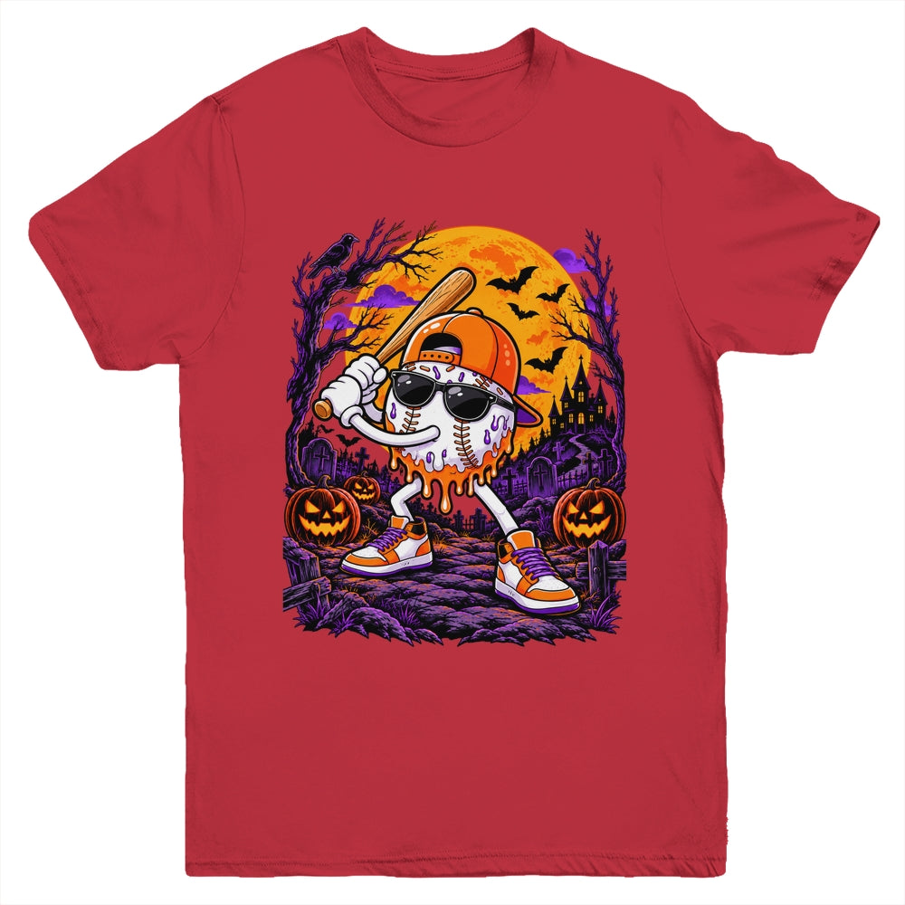 Baseball Drip For Boys Ice Cream Drip Baseball Halloween Youth Shirt | teecentury