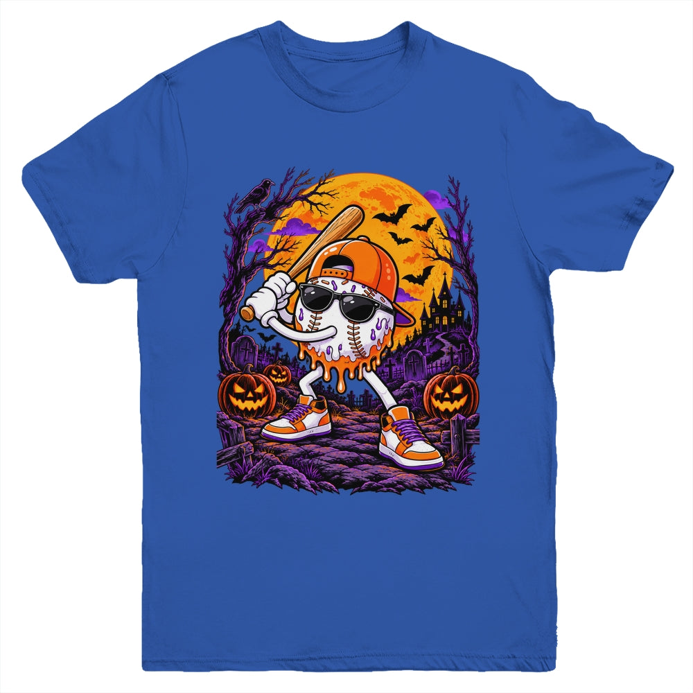 Baseball Drip For Boys Ice Cream Drip Baseball Halloween Youth Shirt | teecentury
