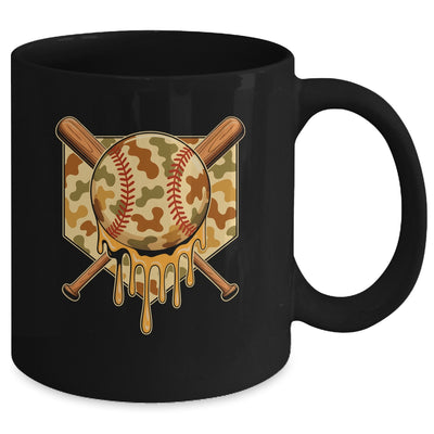 Baseball Drip For Boys Ice Cream Dripping Boys Baseball Camo Mug | teecentury