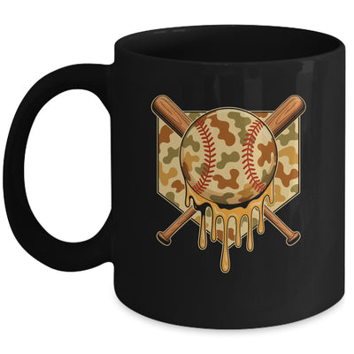 Baseball Drip For Boys Ice Cream Dripping Boys Baseball Camo Mug | teecentury