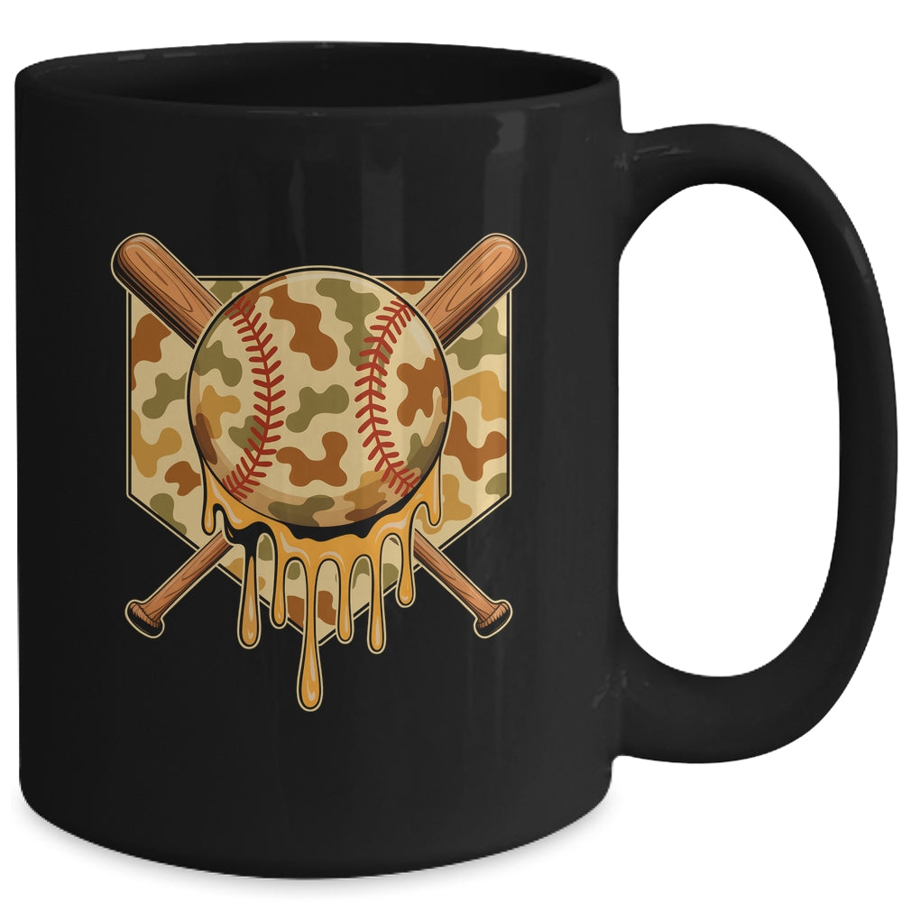 Baseball Drip For Boys Ice Cream Dripping Boys Baseball Camo Mug | teecentury