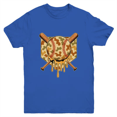 Baseball Drip For Boys Ice Cream Dripping Boys Baseball Camo Youth Shirt | teecentury