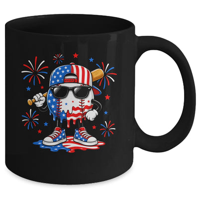 Baseball Drip Ice Cream Boys Youth 4Th Of July American Flag Mug | teecentury