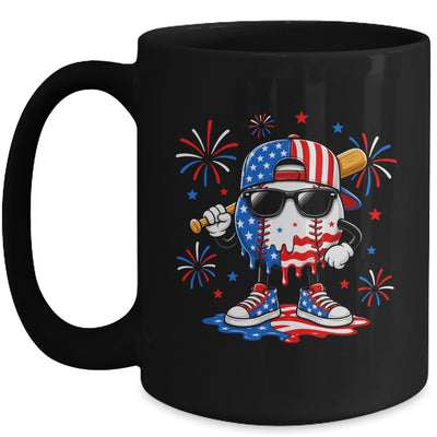Baseball Drip Ice Cream Boys Youth 4Th Of July American Flag Mug | teecentury