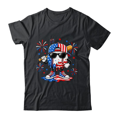 Baseball Drip Ice Cream Boys Youth 4Th Of July American Flag Shirt & Hoodie | teecentury