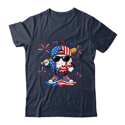 Baseball Drip Ice Cream Boys Youth 4Th Of July American Flag Shirt & Hoodie | teecentury