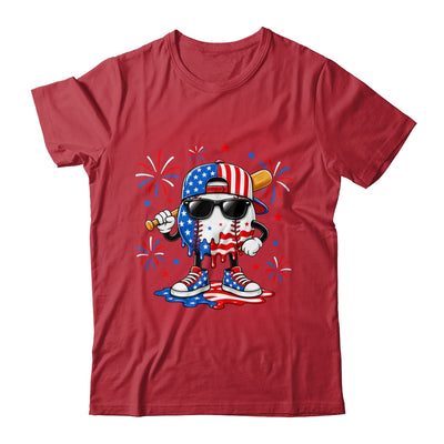 Baseball Drip Ice Cream Boys Youth 4Th Of July American Flag Shirt & Hoodie | teecentury