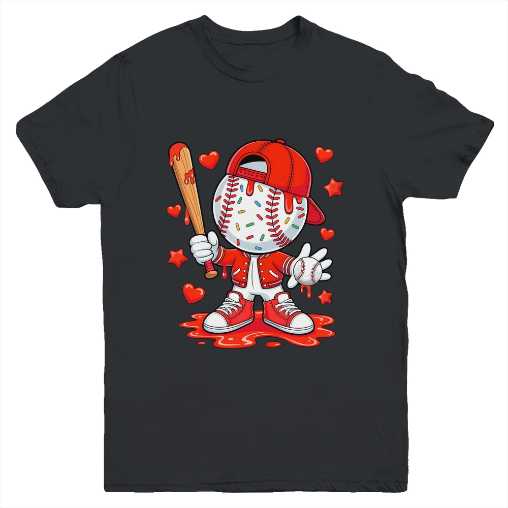 Baseball Drip Icecream Youth Boy Kids Valentine Youth Shirt | teecentury