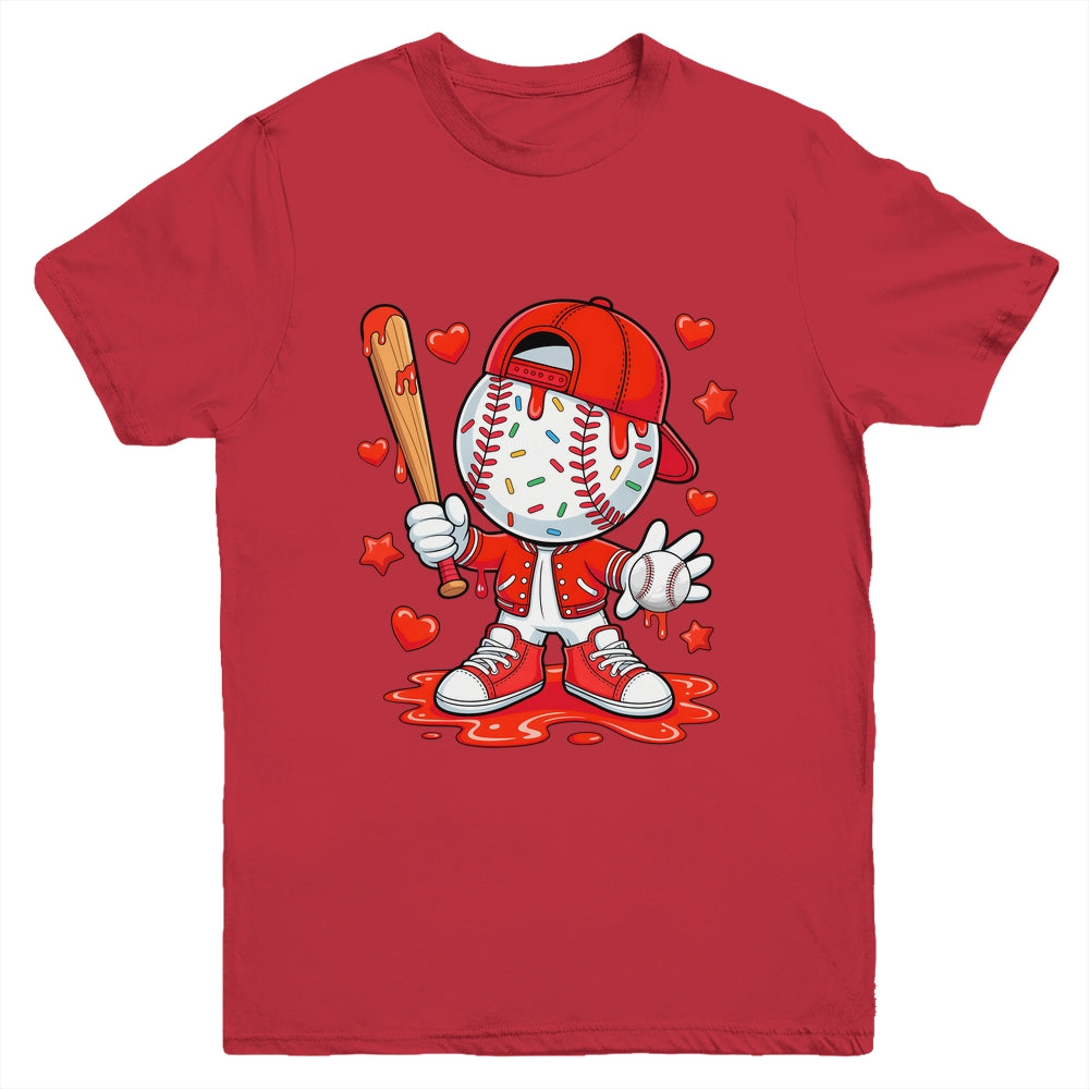 Baseball Drip Icecream Youth Boy Kids Valentine Youth Shirt | teecentury