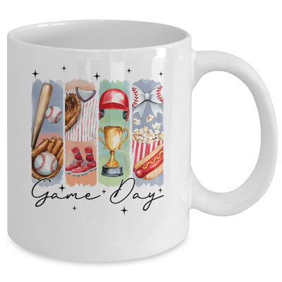Baseball Game Day Coquette Bow Baseball Mama Mom Cheer Mug | teecentury