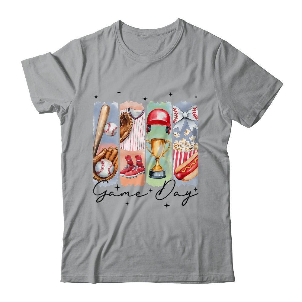Baseball Game Day Coquette Bow Baseball Mama Mom Cheer Shirt & Tank Top | teecentury