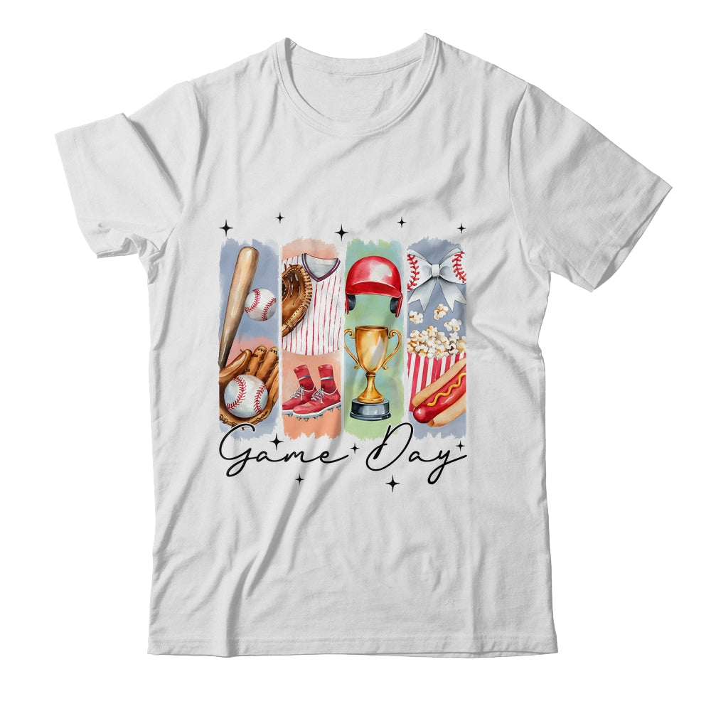 Baseball Game Day Coquette Bow Baseball Mama Mom Cheer Shirt & Tank Top | teecentury