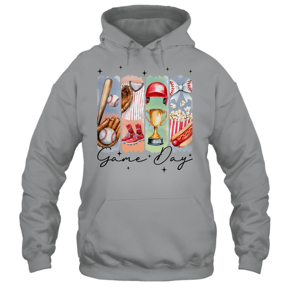 Baseball Game Day Coquette Bow Baseball Mama Mom Cheer Shirt & Tank Top | teecentury