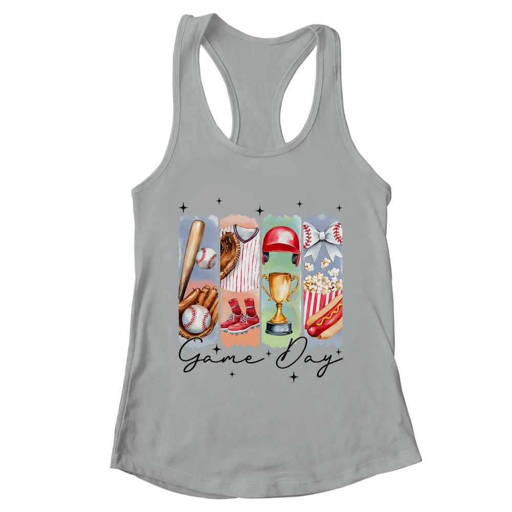 Baseball Game Day Coquette Bow Baseball Mama Mom Cheer Shirt & Tank Top | teecentury