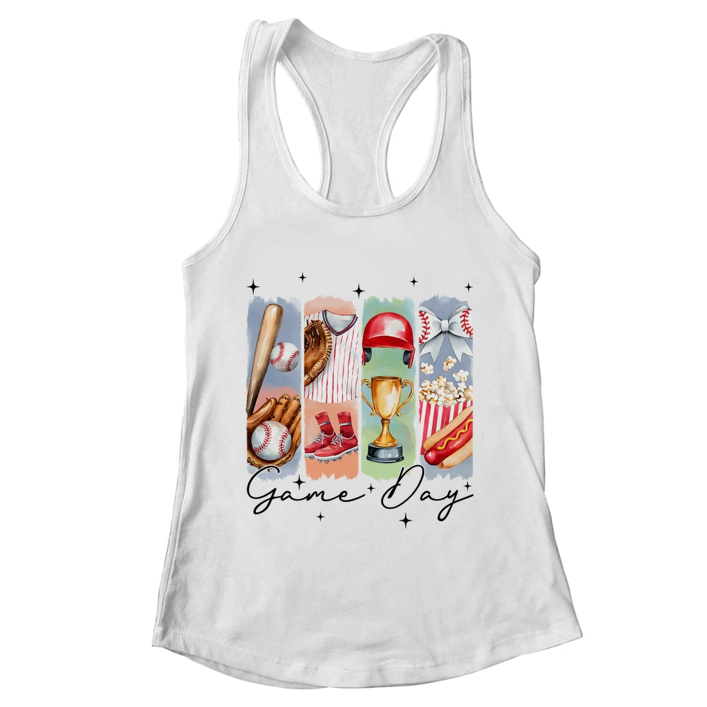 Baseball Game Day Coquette Bow Baseball Mama Mom Cheer Shirt & Tank Top | teecentury