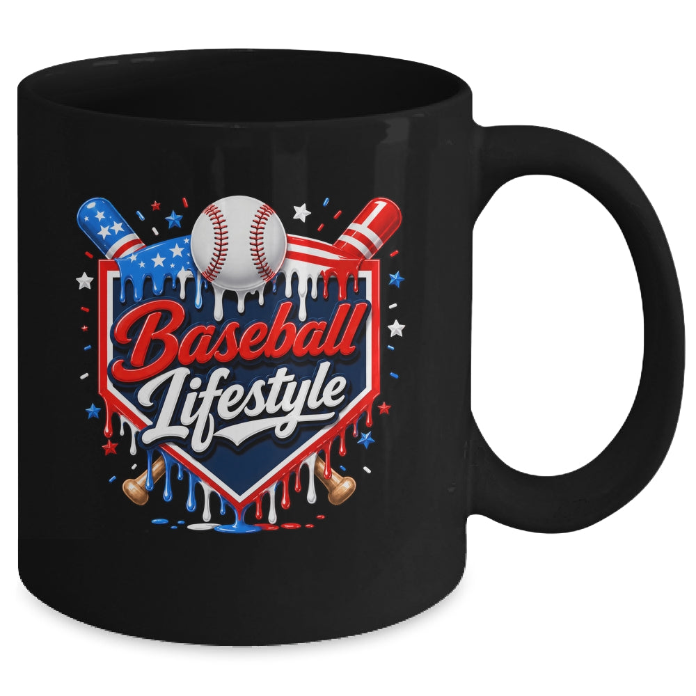 Baseball Life Style 4Th Of July Youth Drip Baseball Boy Kids Mug | teecentury