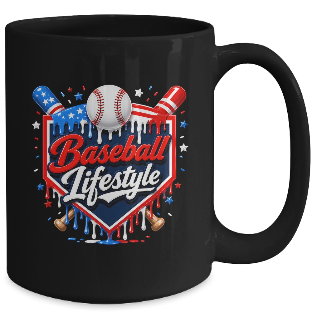 Baseball Life Style 4Th Of July Youth Drip Baseball Boy Kids Mug | teecentury