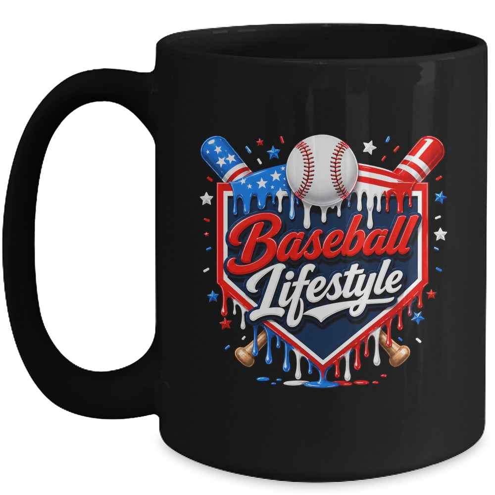 Baseball Life Style 4Th Of July Youth Drip Baseball Boy Kids Mug | teecentury