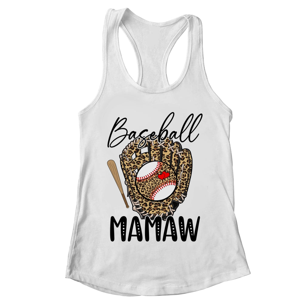 Baseball Mamaw Leopard Game Day Women Lover Mothers Day Shirt & Tank Top | teecentury