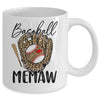 Baseball Memaw Leopard Game Day Women Lover Mothers Day Mug | teecentury